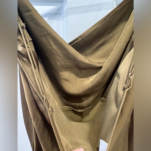 FRAME slip dress silk denim olive green dress with spaghetti straps - Picture 7 of 11